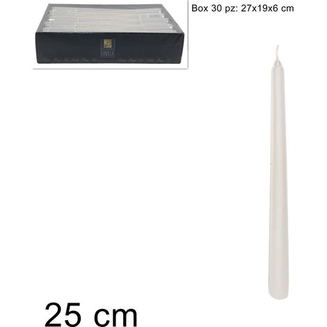 CANDELA LAMINATA 25CM BIANCO
