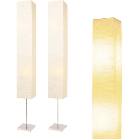 Lampadaire en papier, lampadaire japonais avec abat-jour en papier de riz, lampadaire d'angle avec lanterne en pour la chambre, le bureau et le salon-Beige (2 paquets carrés) (1/5)