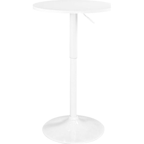 Table de bar ronde SETI, table de bistrot, table pour manger debout, hauteur réglable, base blanche, diamètre 60 cm, pivotante Seti (blanc intégré) (1/4)