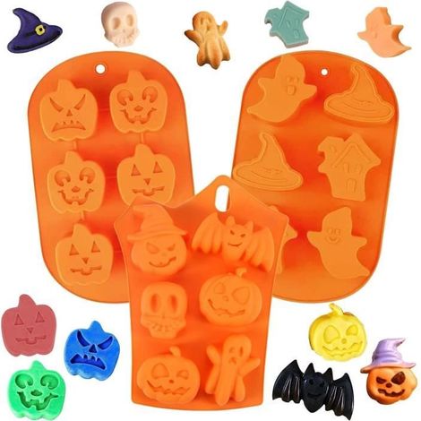 Moules Halloween - Non spécifié - 3pcs - Silicone - Réutilisables - Compatibles congélateur et lave-vaisselle (1/4)