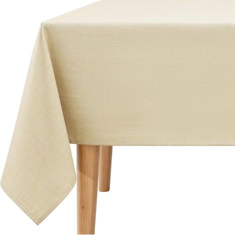 Nappe rectangulaire aspect lin 140x240 cm Beige hydrofuge