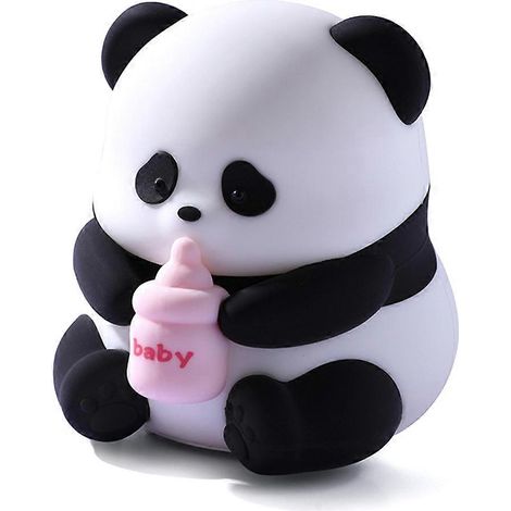 Veilleuse Panda BébéLampe LED Panda souple à intensité variableCadeaux Panda KawaiiDécoration mignonne pour Noir et Blanc (1/5)