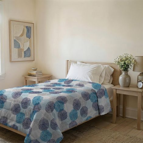 Couvre-lit matelassé d’été Ligne Basic en Microfibre Douce imprimée – Couette Printemps-été mi-Saison – Soffioni Blu, Simple 160x240 cm (1/5)