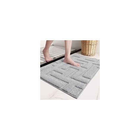 Rutschfeste Badematte 40x60cm, saugfähige und waschbare Badematte, graue Mikrofaser-Badematte, Duschmatte fürs Badezimmer