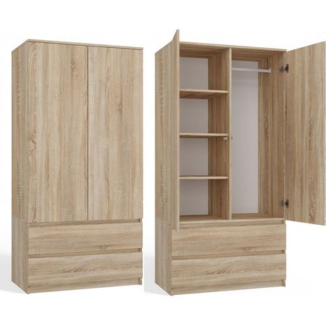 Armoire SS-90 chêne sonoma – 2 portes – Panneau stratifié résistant aux rayures et à l'humidité – Design moderne pour bureau ou chambre (1/4)