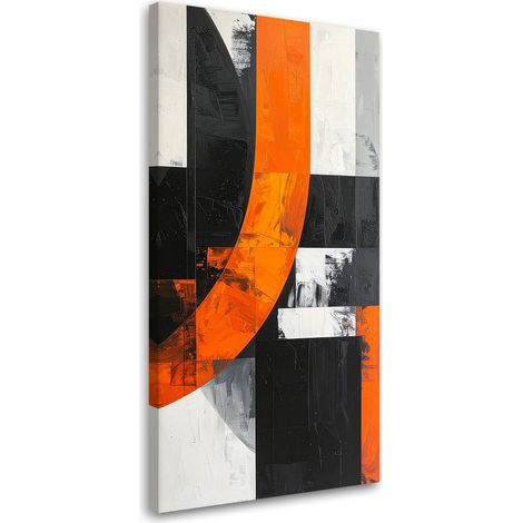 Quadro su tela, Astrattismo forme nero arancione, 50x100 (1/5)