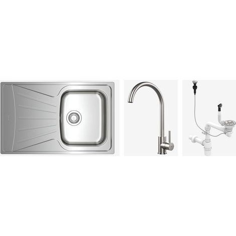 Fregadero y Grifo (Pack) Rectangular Acero inoxidable 1 senos TEK