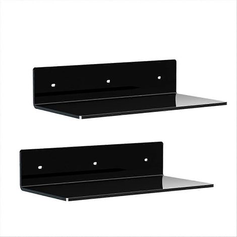 Acrylique flottant étagère petit étagère de rangement mural décor pour salle de bain salon pièce noir (1/5)