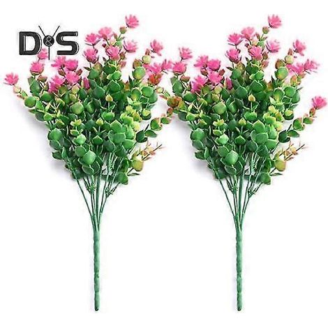Lot de 2 fleurs artificielles réalistes et éclatantes, pour la décoration de votre maison, jardin ou extérieur.rose rouge (1/5)