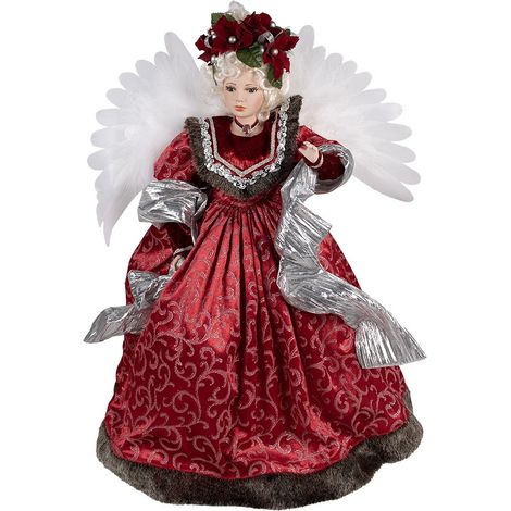 Ange de Noël Lumineux et Musical avec Mouvement Décoration de Noël en Plastique Rouge 65 cm - PANGIVO (1/5)