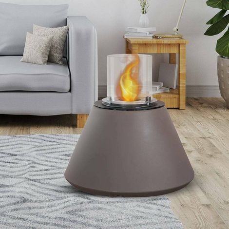 Dmora - Bioethanol-Kamin Parbo, Ökologischer Kamin, Rauchfreies Feuer, Heizung mit Ethanol, Made in Italy, 60x60 h56 cm, Braun (1/3)