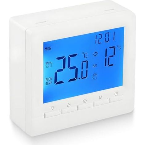 Thermostat programmable numérique 3A - Régulateur de température ambiante - Affichage LCD numérique, rétroéclairage bleu (1/5)