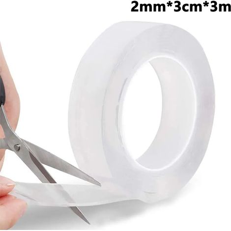 Ruban adhésif double face Extra Fort 3M Magique Nano Ruban adhésif double face Transparent Amovible Bande adhésive Sans trace Lavable pour Tapis Cadre photo Cuisine (1/5)