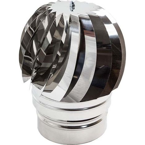 Fumaiolo da 180mm tipo radiante eolico inox aisi 304 base tonda innesto m maschio (1/4)
