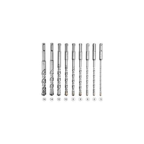 Coffret de mèches et burins SDSPlus Lot de 9 forets 516mm pour béton, pierre, céramique Acier au carbure, tête en X (1/5)