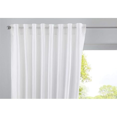 Gardinenbox Cationic Jena 2019037 - Tenda con passanti nascosti, 250 x 140 cm, effetto lino, colore: bianco opaco (1/5)