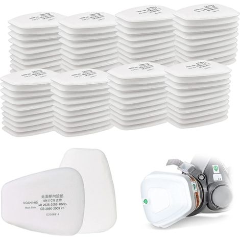 80pcs 5N11 Cotton Filters, Accessories for Protective Mask Set, Replacement Filters for Vapors, Organic Gas, Particle Filters, for 6000/6200/7502/6800/7501/FF402 (1/5)