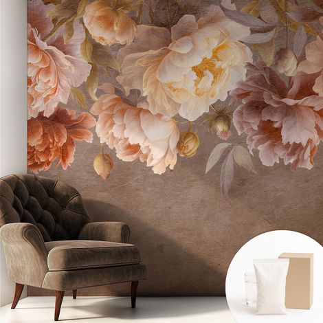 Tapete Vliestapete mit Kleber modern Wohnzimmer - Wanddeko Schlafzimmer - Tapete mit Motiv Blumige Eleganz 250x250 cm (1/5)