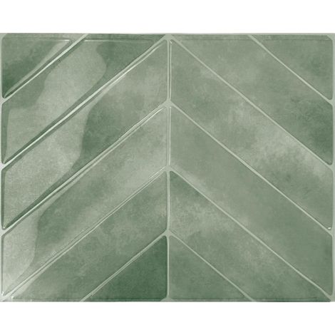 Credence Adhesive pour Cuisine - Chevron Vert, Carrelage Adhesif Mural salle de bain 3D, 5 Stickers Muraux (29.02x22.86 cm), Autocollant Carreaux Adhesif fabriqué au Canada, facile à poser (1/5)