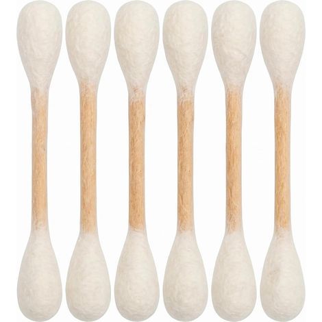 Set of 6 Giant 15cm Cotton Swabs for Cats, Q-Spirit Cat Toy infused with Herb for Interactive Play, Soft Beige Plush, Kitten Enrichment (1/4)