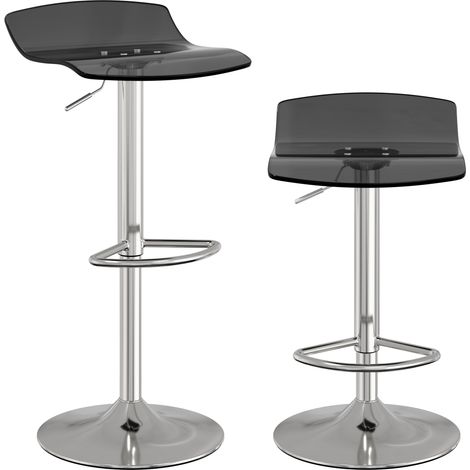 Tabourets de bar - HOMCOM - lot de 2 design contemporain assise acrylique pivotant 360° - métal - noir (1/5)