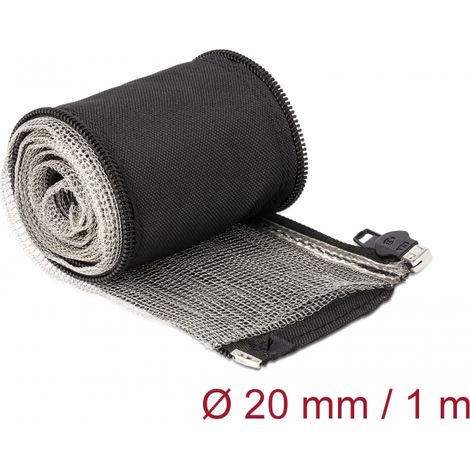 Delock Funda trenzada de protecciÃ³n EMI con cremallera resistente al calor 1 m x 20 mm negro