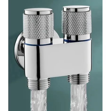 Valve de chasse d'eau, vanne d'angle à une entrée et deux sorties, robinet à double ouverture, volant antidérapant, accessoires de toilette