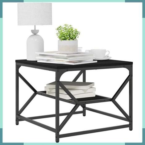 Table basse - 868225 - Chêne noir - Bois d'ingénierie & acier - 51 x 50 x 40 cm (1/5)