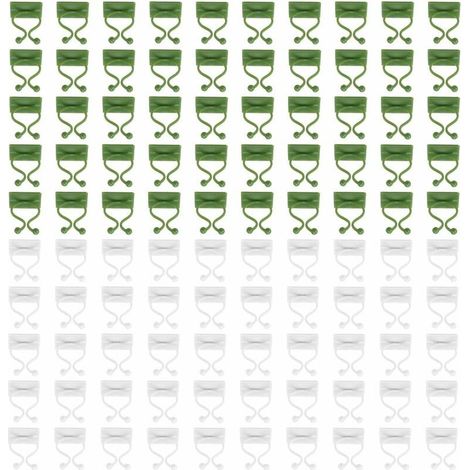 Lot de 100 Attaches Plantes Grimpantes Autocollantes, Clips Support Muraux Adhésifs Vert et Blanc pour Jardin Intérieur (1/5)