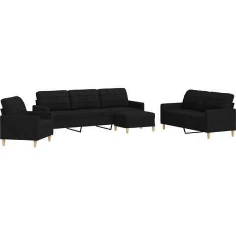 Maison Exclusive - Set di Divani 4 pz con Poggiapiedi Nero in Tessuto