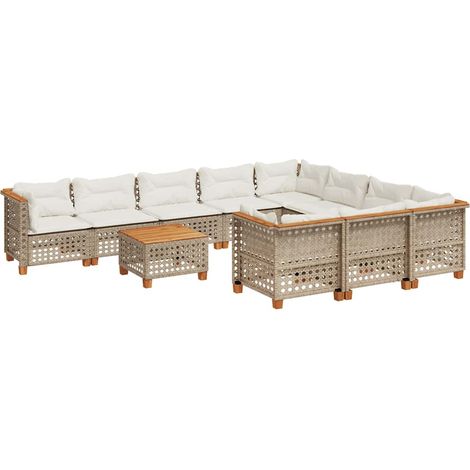 Maison Exclusive - Set Divani da Giardino 11 pz con Cuscini Beige in Polyrattan (1/5)
