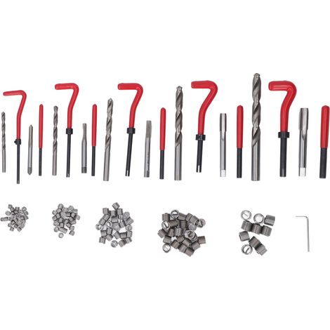 Kit de réparation de filetage 131 pièces : taraud métrique, insert fileté, foret M5, M6, M8, M10, M12 pour équipements (1/5)