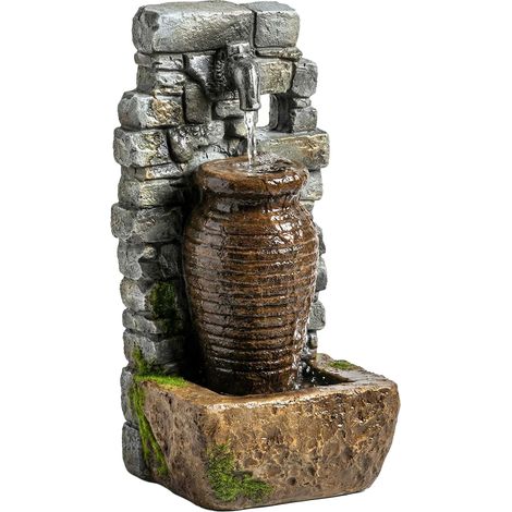Gartenbrunnen mit LED-Beleuchtung, einstellbarer Wassermenge (1/5)