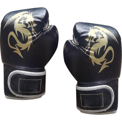 Boxhandschuhe für Kinder und Jugendliche, Trainingshandschuhe für Jungen und Mädchen, geeignet für Boxsäcke, Kickboxen und Muay Thai – Größe L – Schwarz