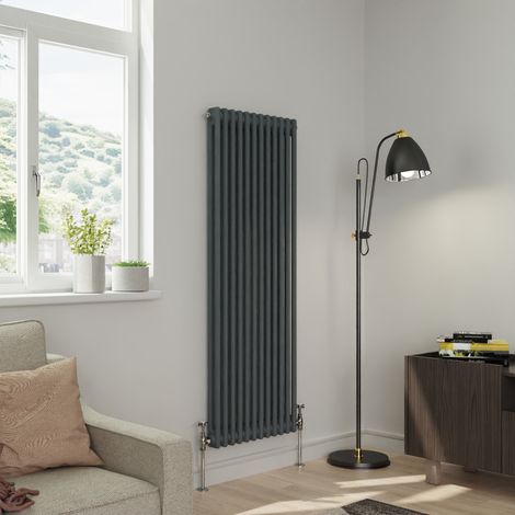 Warmehaus Traditional Double Column Anthracite Radiator Cast Iron Style Radiators 1500x560mm