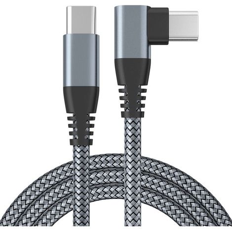 Câble de charge à double extrémité de type C, câble de données de charge rapide coudé adapté aux ordinateurs portables et aux téléphones portables (1/5)