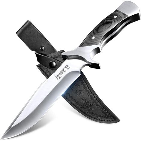 Outdoor Survival Messer Jagdmesser Full Tang Klinge Lederscheide Bushcraft (1/5)