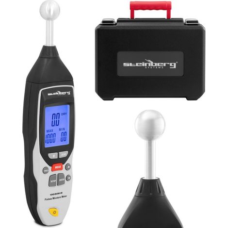 Medidor de humedad no invasivo para madera y ladrillos, pantalla LCD, rango de 0 a 100%, con estuche. (1/5)