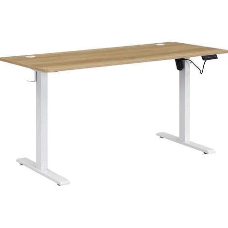 Scrivania sit-stand elettrica - Altezza regolabile - Naturale e Bianco - ELAVANO (1/5)