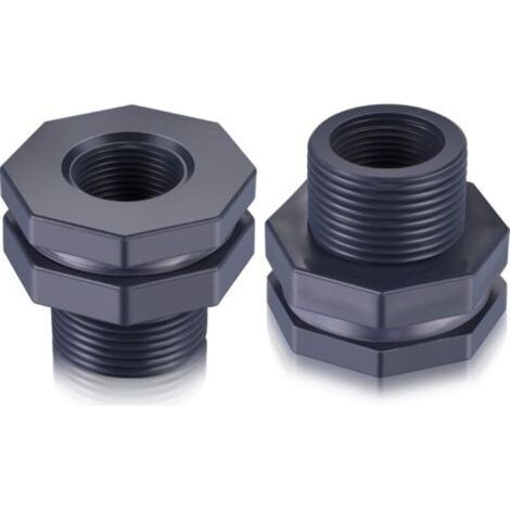 Raccord de cloison en PVC 2 pièces pour barils de pluie, aquariums, réservoirs d'eau (3/4") (1/5)