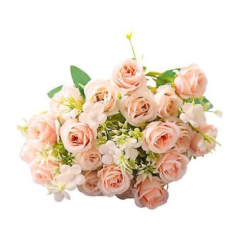Bouquet de 10 roses artificielles style coréen, d'un réalisme exquis et facile d'entretien, idéal pour une décoration florale réaliste.Champagne (1/5)