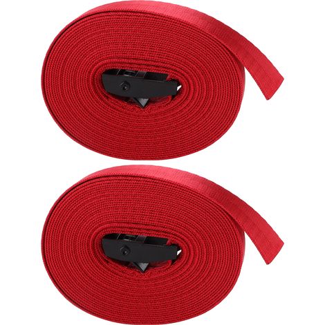 2 Pièces Sangle de Fixation Noire 25mm avec Boucle Zinc et Corde Rouge Vin 1m pour Sécurité et Transport (1/5)