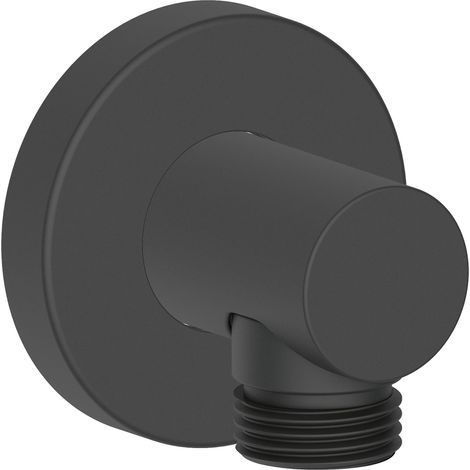 Coude de raccordement mural universel Duravit, coude de raccordement de douche avec rosace ronde, noir mat (1/2)