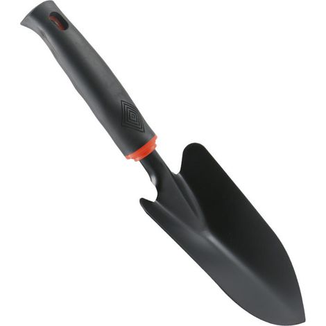 Bêche de jardin, longueur totale env. 34 cm, en plastique noir solide renforcé de fibres de verre, pour le repiquage et le désherbage. (1/2)