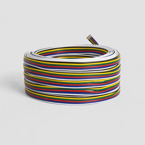 Rolle 100m Elektrokabelschlauch Flach mit 4x0,5 mm² für RGB-LED-Streifen  6P