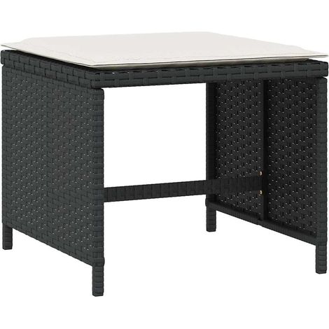 Garden Stools with Cushions 4 pcs Black 41x41x36 cm Poly Rattan vidaXL (1/5)