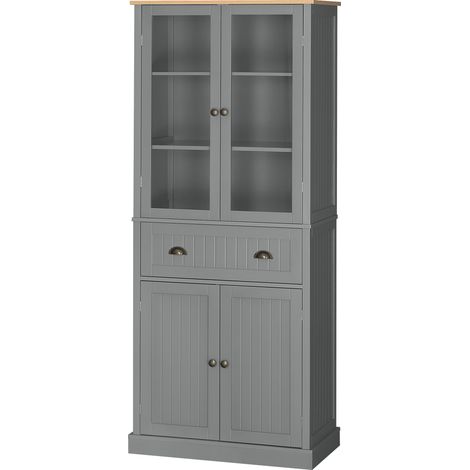 Armoire de cuisine Marorcourt meuble de rangement classique chic gris (1/5)
