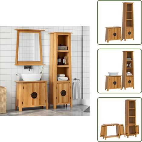 Ensemble de meubles de salle de bain 2 pcs bois de pin massif - Meuble De Salle De Bain - Ensemble De Meubles - Armoire De Salle De Bain - Rangement Salle De Bain - Bois De Pin (1/5)