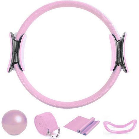 Kit de Pilates comprenant un anneau, un ballon et une bande de résistance.