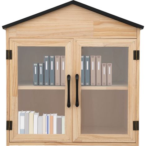 Boîte à livres à deux étages, petite boîte à livres en bois pour la maison, l'école et la communauté (1/5)